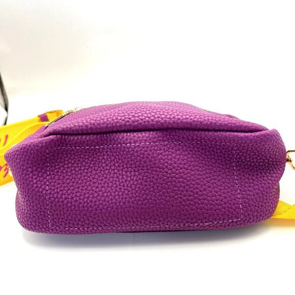 Mardi Gras Hail Thoth Krew RARE Throw Faux Leather Crossbody Purse Purple Yellow - Picture 7 of 9
